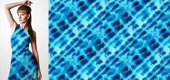 29016 Materiał ze wzorem motyw barwionego materiału w stylu tie-dye z efektem odbicia w odcieniach niebieskiego